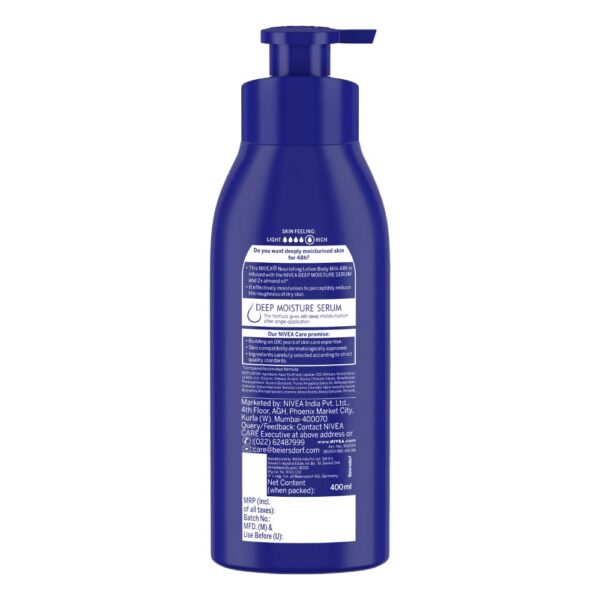 NIVEA Nourishing Lotion Body Milk With Deep Moisture Serum And 2x Almond Oil for Very Dry Skin